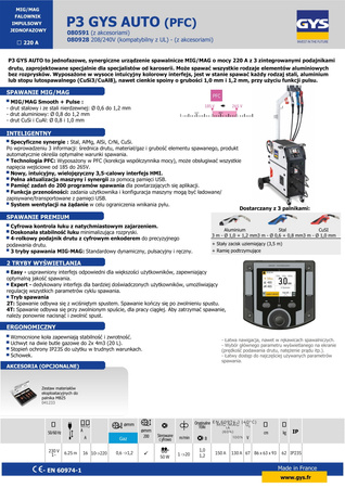 Lutospawarka P3 GYS AUTO PULSE Pack IIKBNP