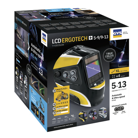 Przyłbica spawalnicza GYS LCD ERGOTECH+ 5/9-9/13 BLACK TRUE COLOR